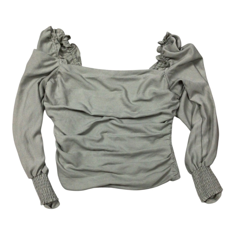 Aster The Label Sage Green Ruched Square-Neck Top XL Smocked Back